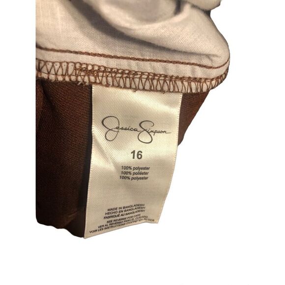 Brand New Jessica Simpson High Rise Pleated Brown Dress Pants Size 16 - Picture 7 of 14
